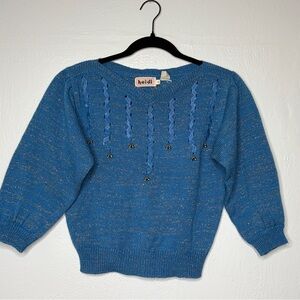 Adorable 80s Vintage Blue Sweater